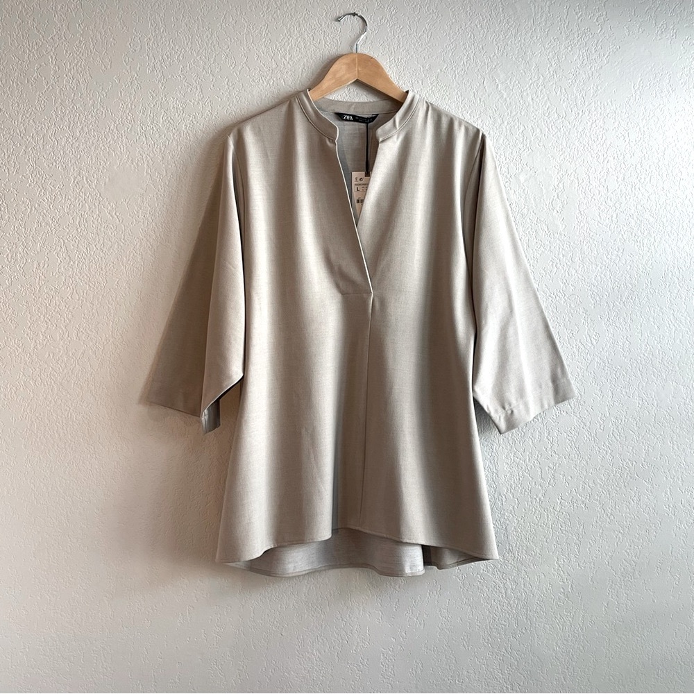 Zara Taupe Women's Tunic Top